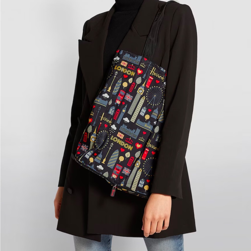 Harrods Glitter London Pocket Shopper Bag